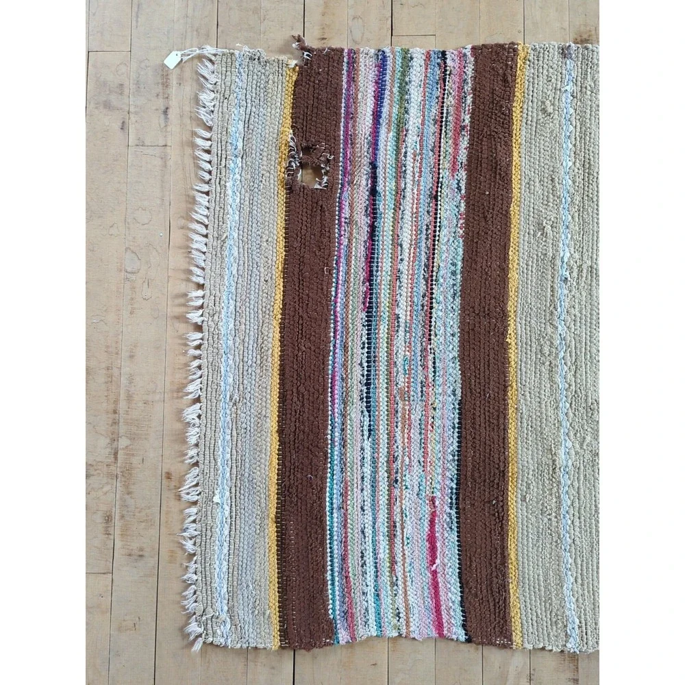 Antique Imported‎ Swedish Hand Made Rag Rug Runner (29.5